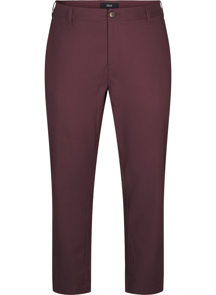 Broek met hoge taille en rechte pijpen, Donker Bordeaux, Packshot image number 0