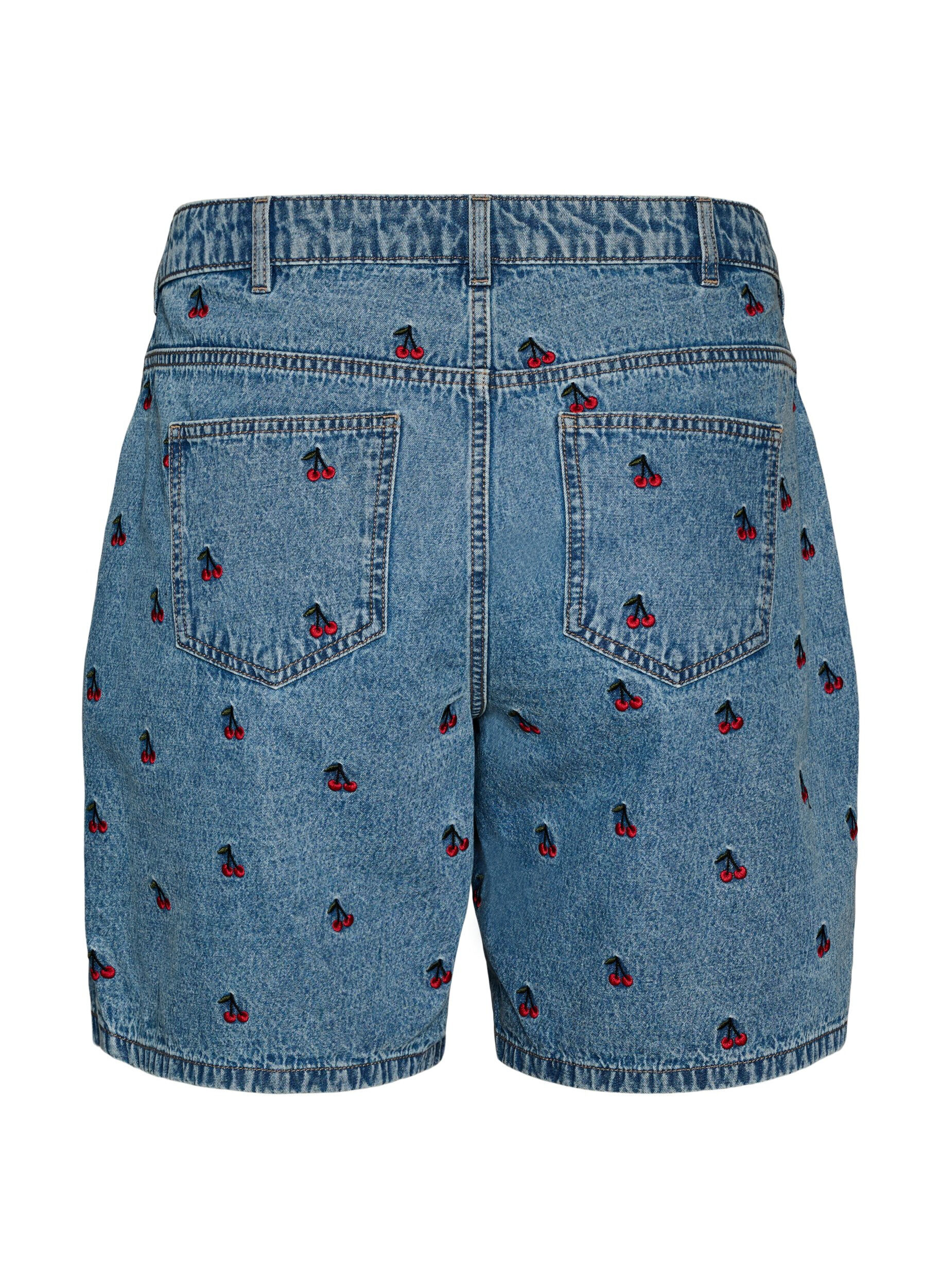 Zizzi Geborduurde denim shorts, Blauw, Packshot image number 1