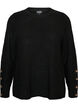 Gebreide blouse met ribstructuur en knoopdetails, Zwart, Packshot image number 0
