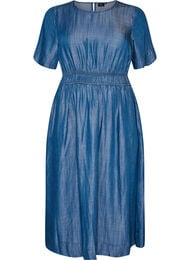 Midijurk in een denimlook met een elastische taille, Blauw