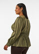 Glanzende viscose blouse met peplumeffect, Groen, Model image number 2