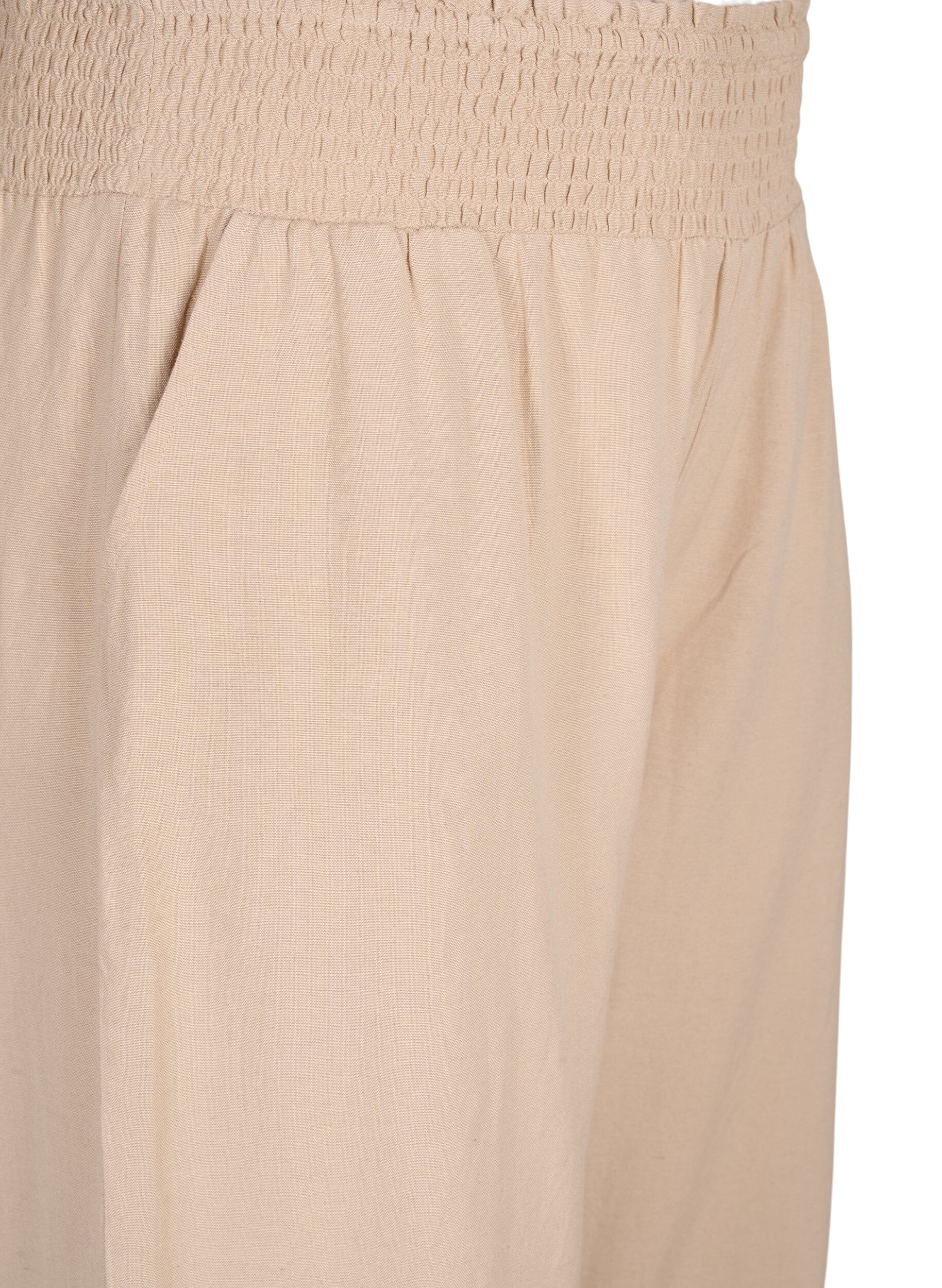 Zizzi Smock broek met linnen, Beige, Packshot image number 2