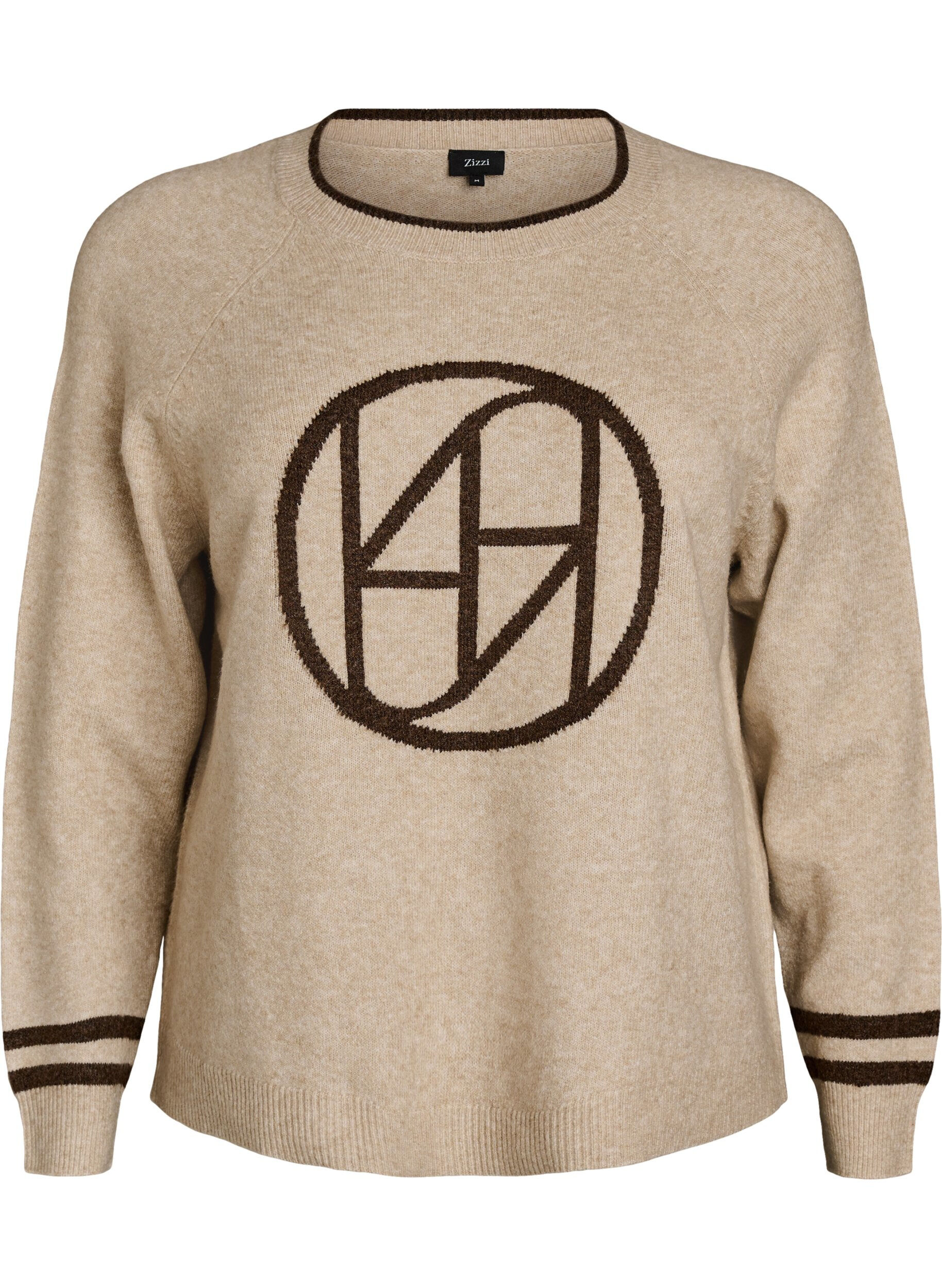 ZizziTrui met logo en contrasterende strepen, Beige, Packshot image number 0