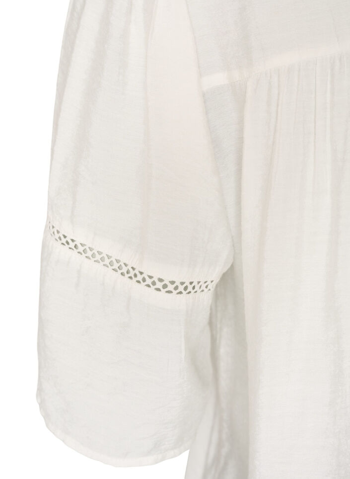 Viscose blouse met plooien en balloneffect, Vanille, Packshot image number 3