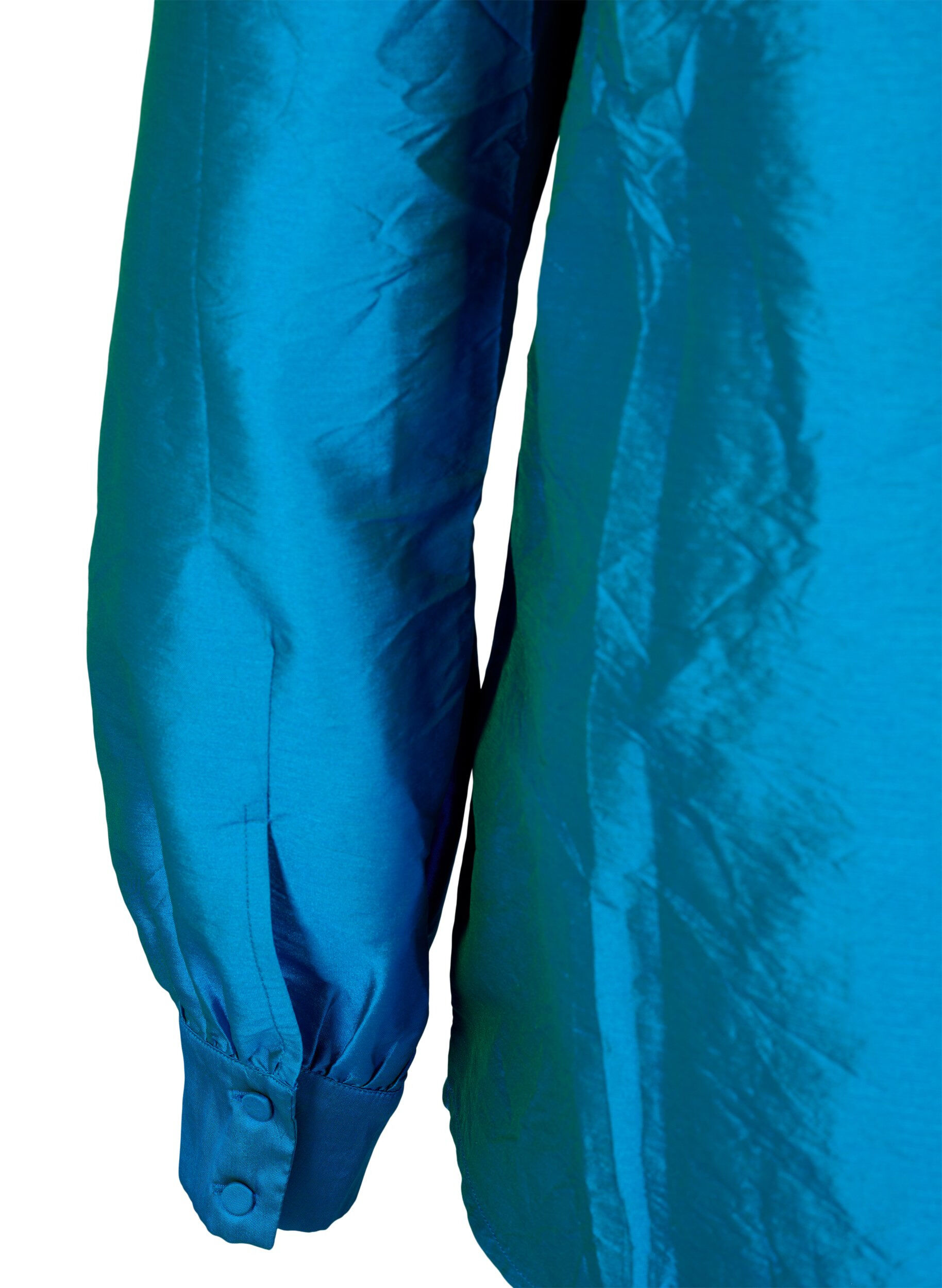 Zizzi Glanzende shirtblouse met ruches, Diva Blue, Packshot image number 3