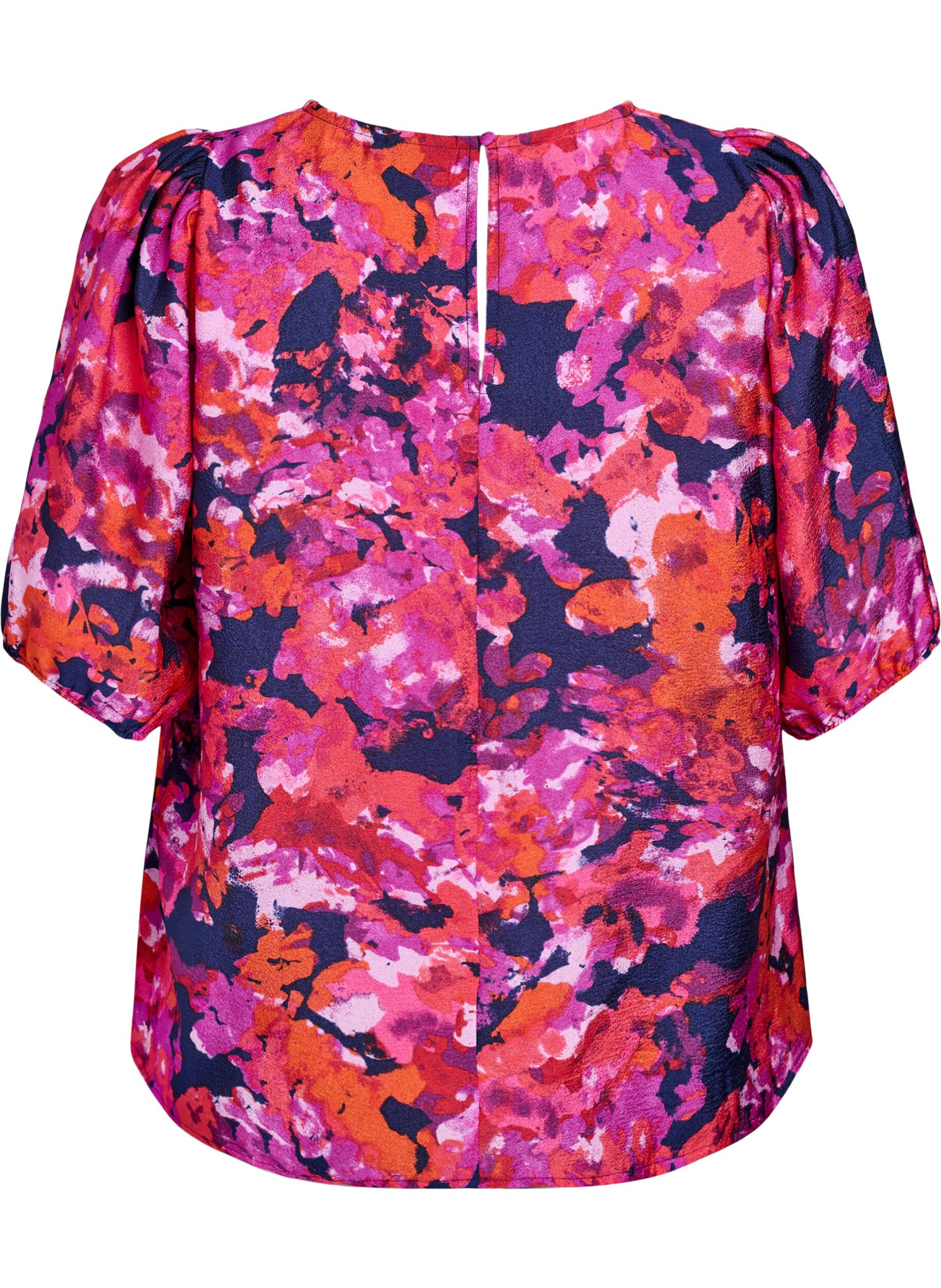 Zizzi Blouse met 1/2 mouwen en een kleurrijke print, Roze, Packshot image number 1