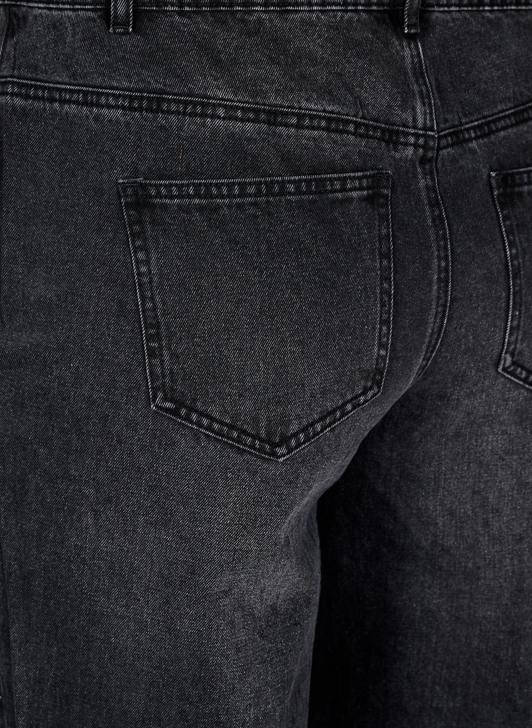 Zizzi Straight-fit jeans met rhinestones en een hoge taille, Grijs, Packshot image number 3