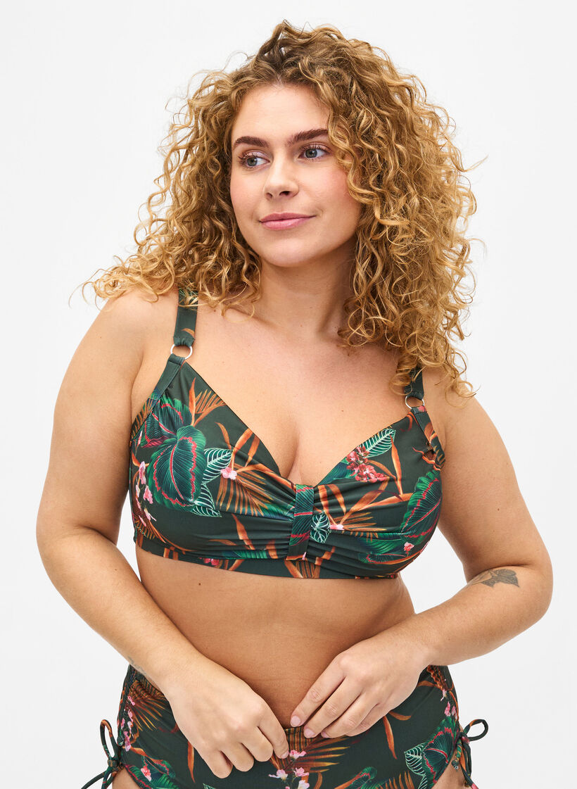 Bikini beugelbeha met print, Groen, Model image number 0