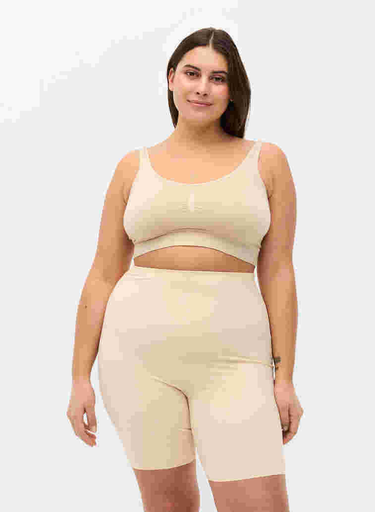 Light shapewear shorts met hoge taille, Nude, Model image number 0
