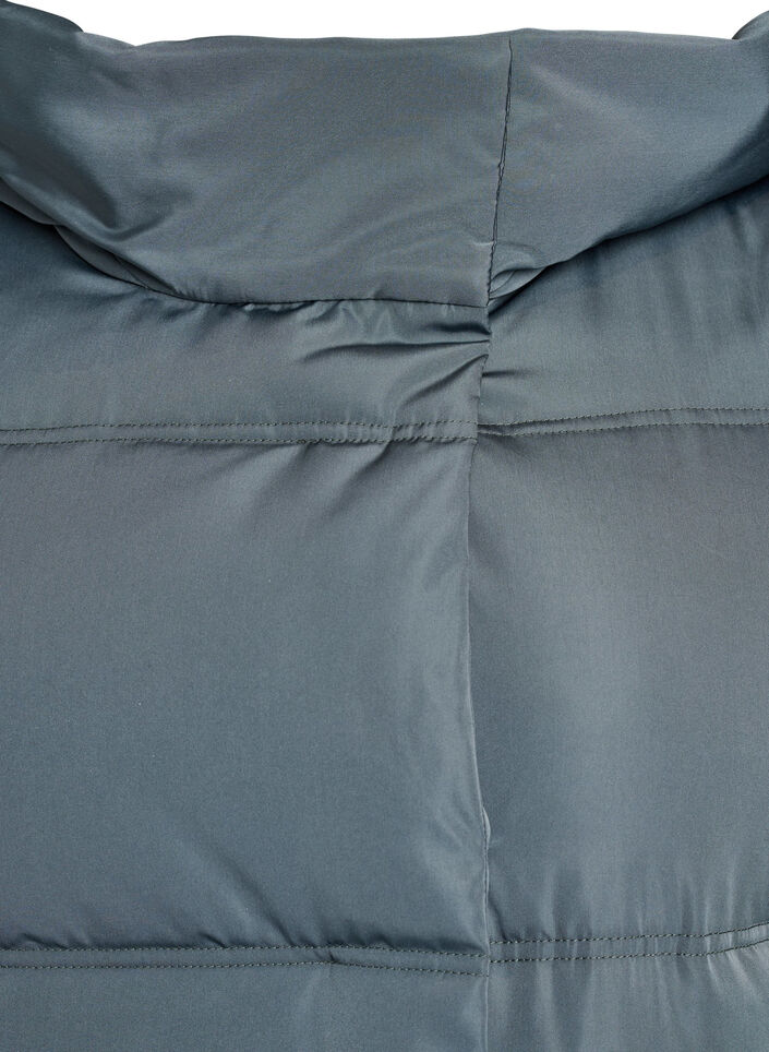 Lange gewatteerde jas met capuchon, Blauw, Packshot