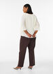 Blouse met 3/4-mouwen en ruchesdetails, Vanille, Model image number 2