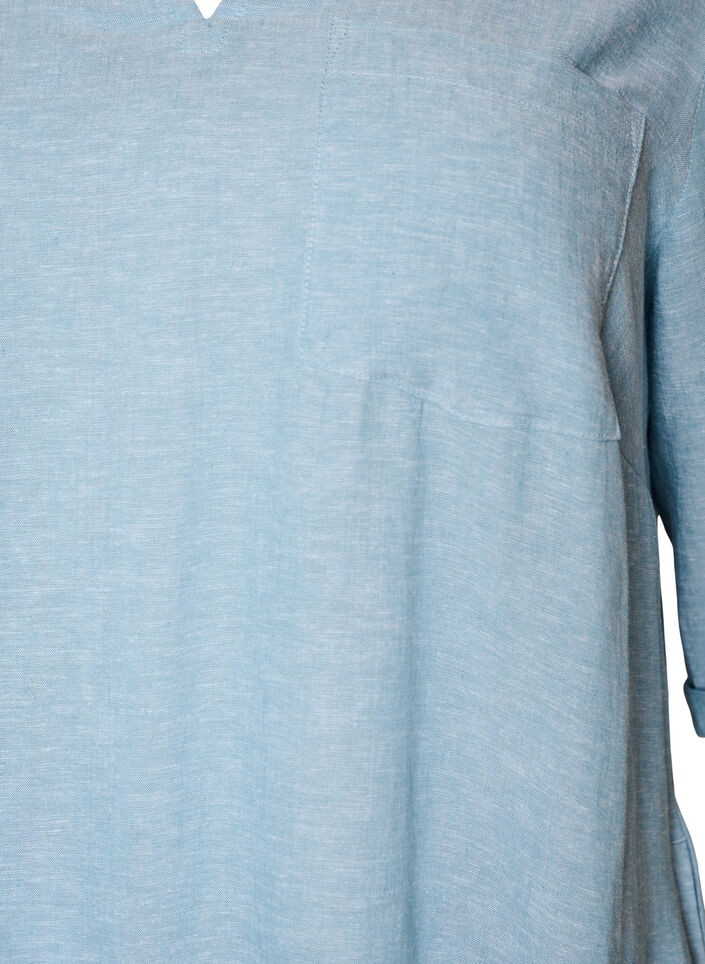 Tuniek van linnen en viscose met A-vorm, Blauw, Packshot image number 2