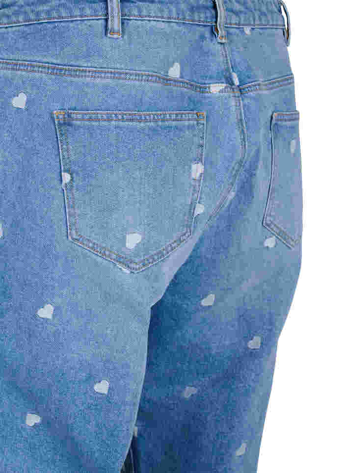 Mille mom fit jeans met hartjes, Light blue denim, Packshot image number 3