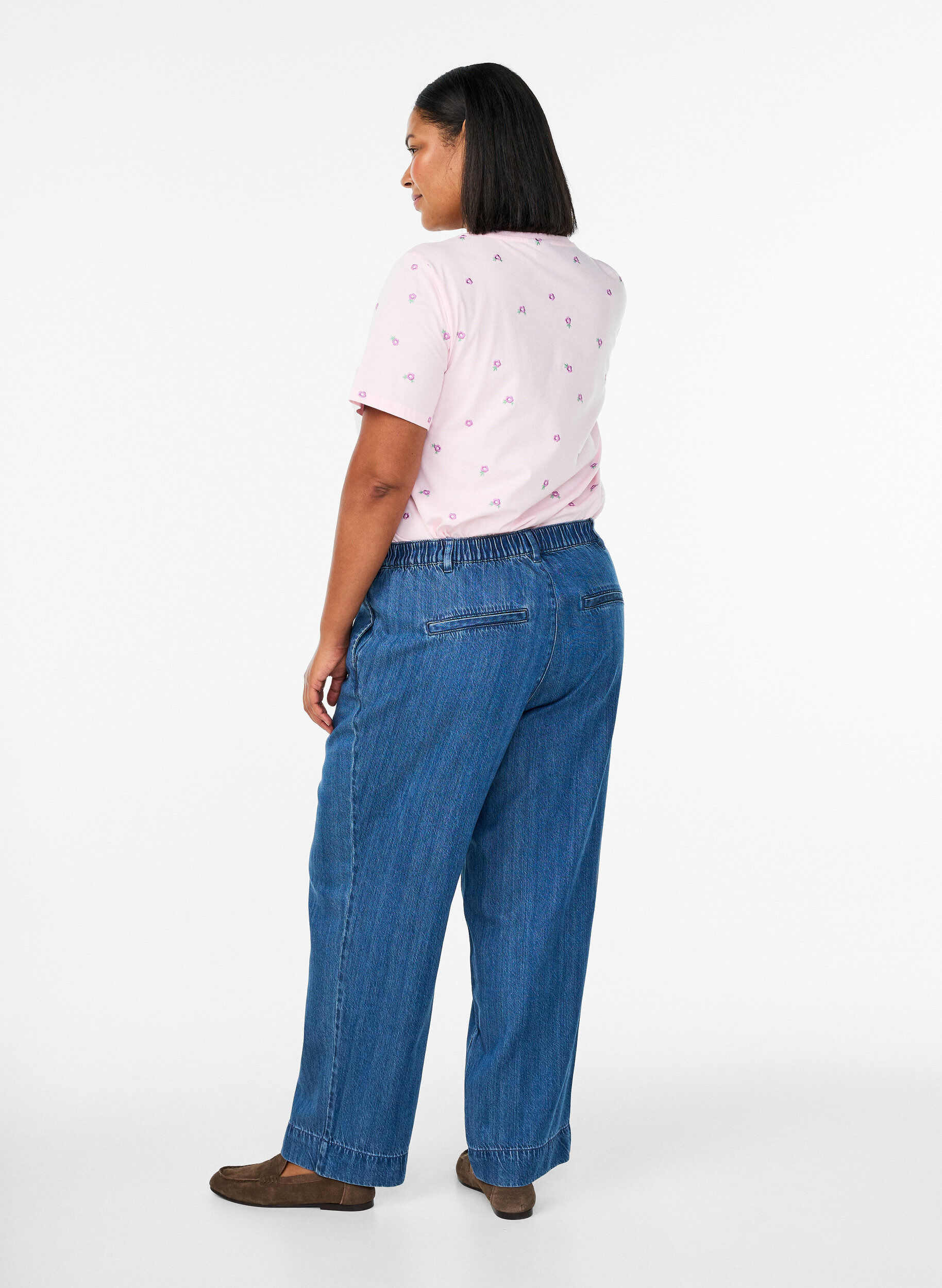 Zizzi Brede jeans met een elastische tailleband, Blauw, Model image number 1