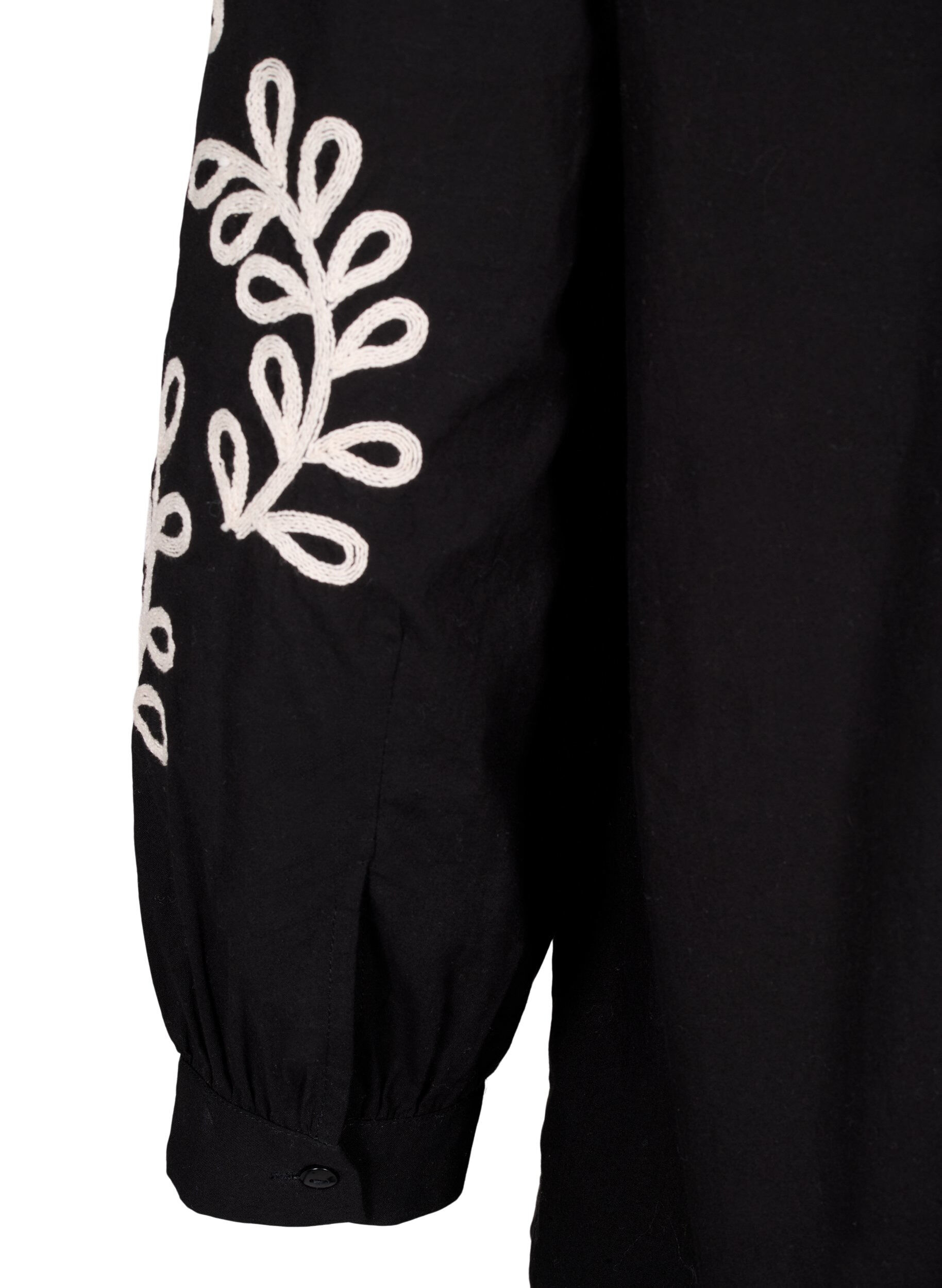 Zizzi Los katoenen shirt met borduursel, Black, Packshot image number 4