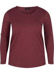 Basic top met lange mouwen, Cabernet Melange