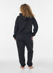 Sweater met capuchon en print, Zwart, Model image number 2