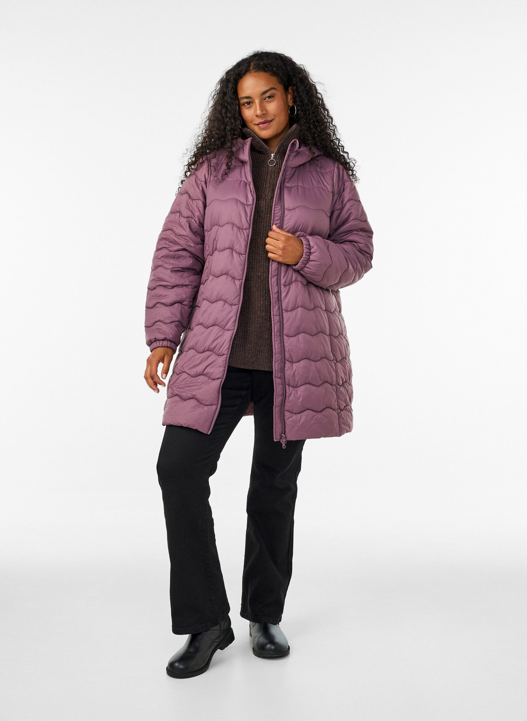 ZizziGewatteerde jas, Roze, Model image number 1