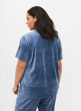 Velours t-shirt met korte mouwen, Vintage Indigo, Model image number 1