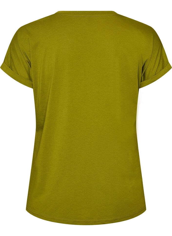 T-shirt met korte mouwen van katoenmix, Groen, Packshot image number 1