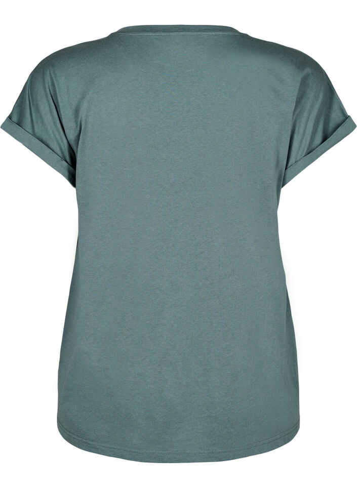 T-shirt met korte mouwen van katoenmix, Groen, Packshot image number 1