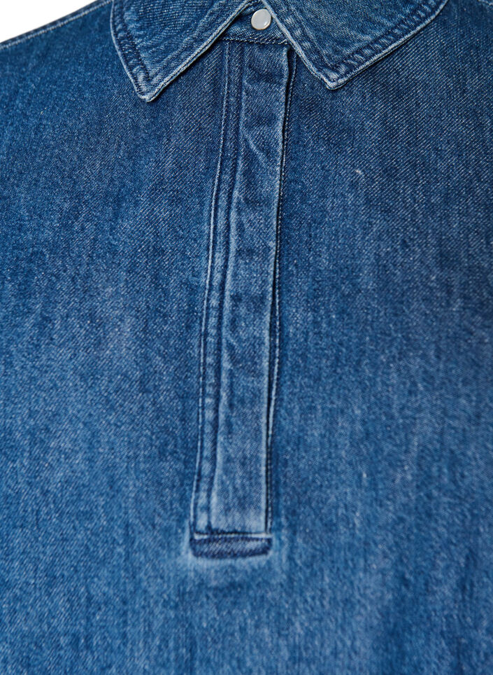 Denim blouse met ballonpasvorm, Blauw, Packshot