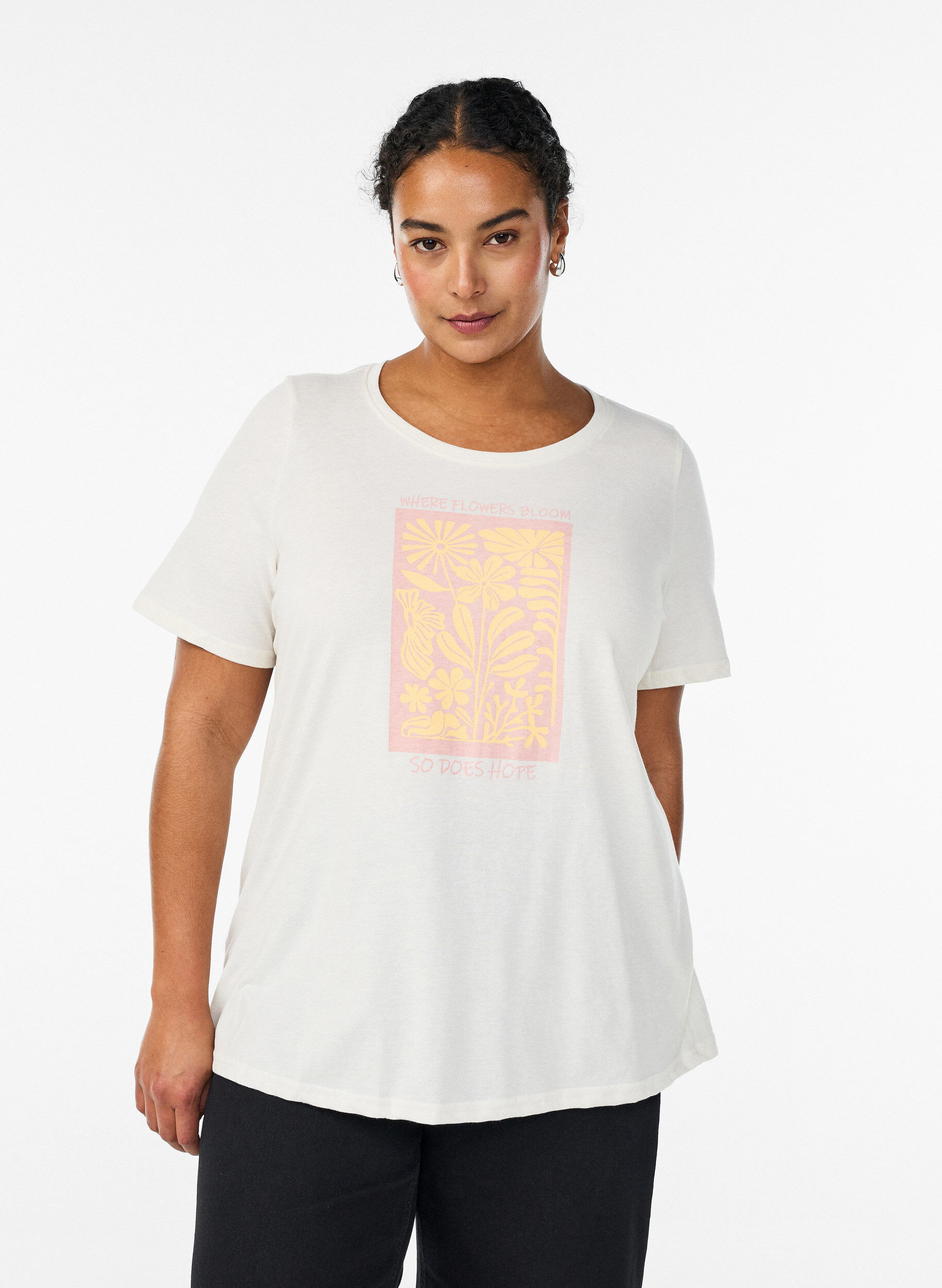 FLASH - T-shirt met print, Wit, Model