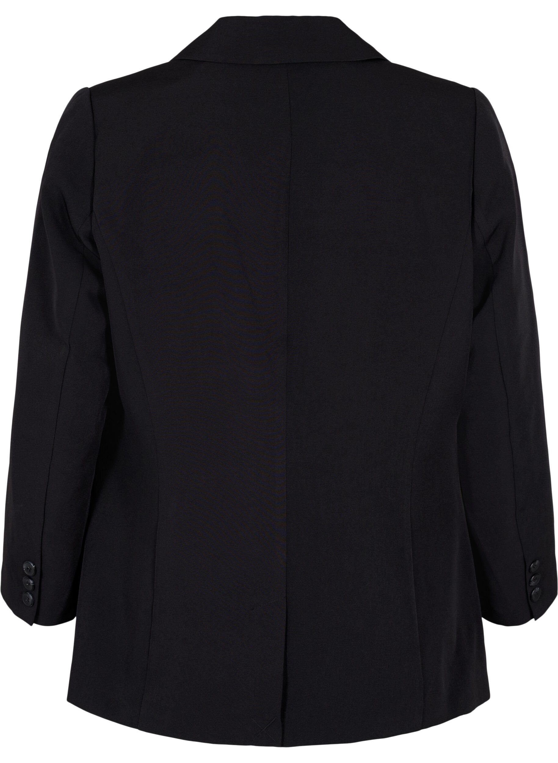 Zizzi Blazer met een enkele knoopsluiting, Black, Packshot image number 1