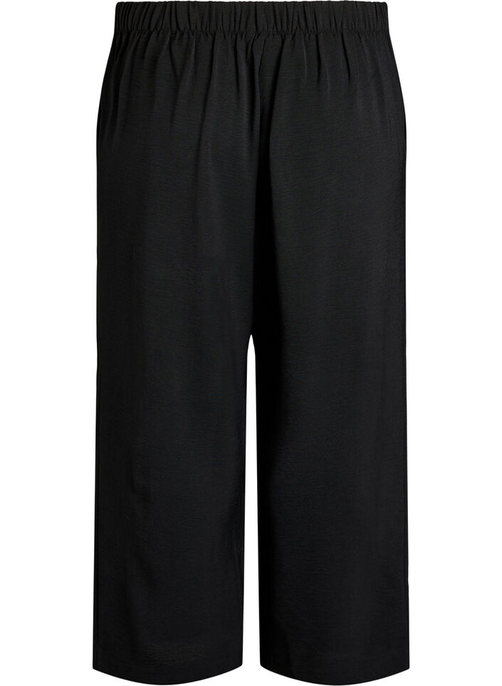 High-waist culottes met een elastische achterkant, Zwart, Packshot image number 1