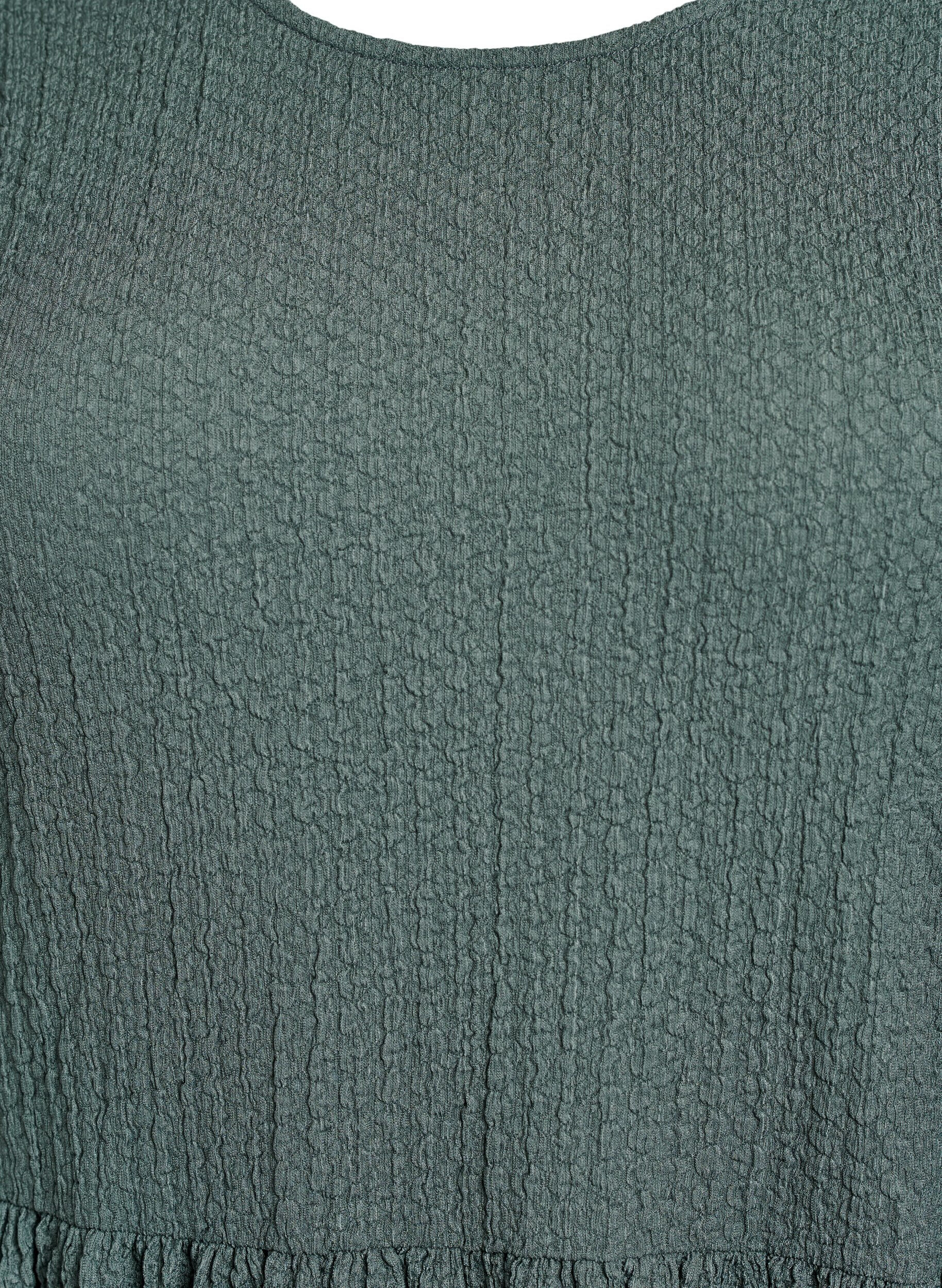 Zizzi Korte jurk met textuur en 3/4 mouwen, Groen, Packshot image number 2