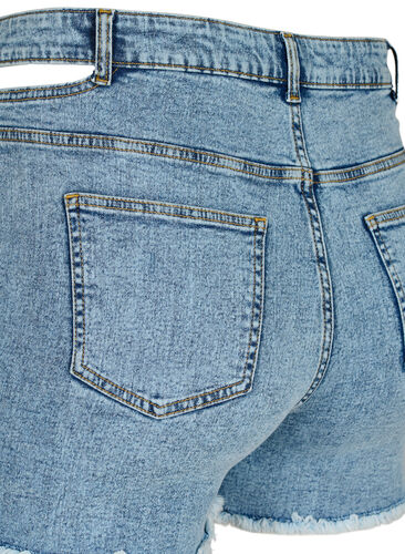 Denim shorts met uitgesneden stuk, Light blue denim, Packshot image number 3