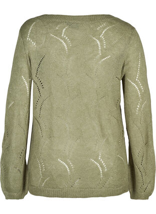 Gebreide blouse met patroon en wol, Sea Spray mel, Packshot image number 1