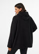 Fleece hoodie met een hoge nek en geborduurde tekst, Zwart, Model image number 2