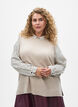 Gebreid vest met geribbelde randen, Beige, Model image number 0