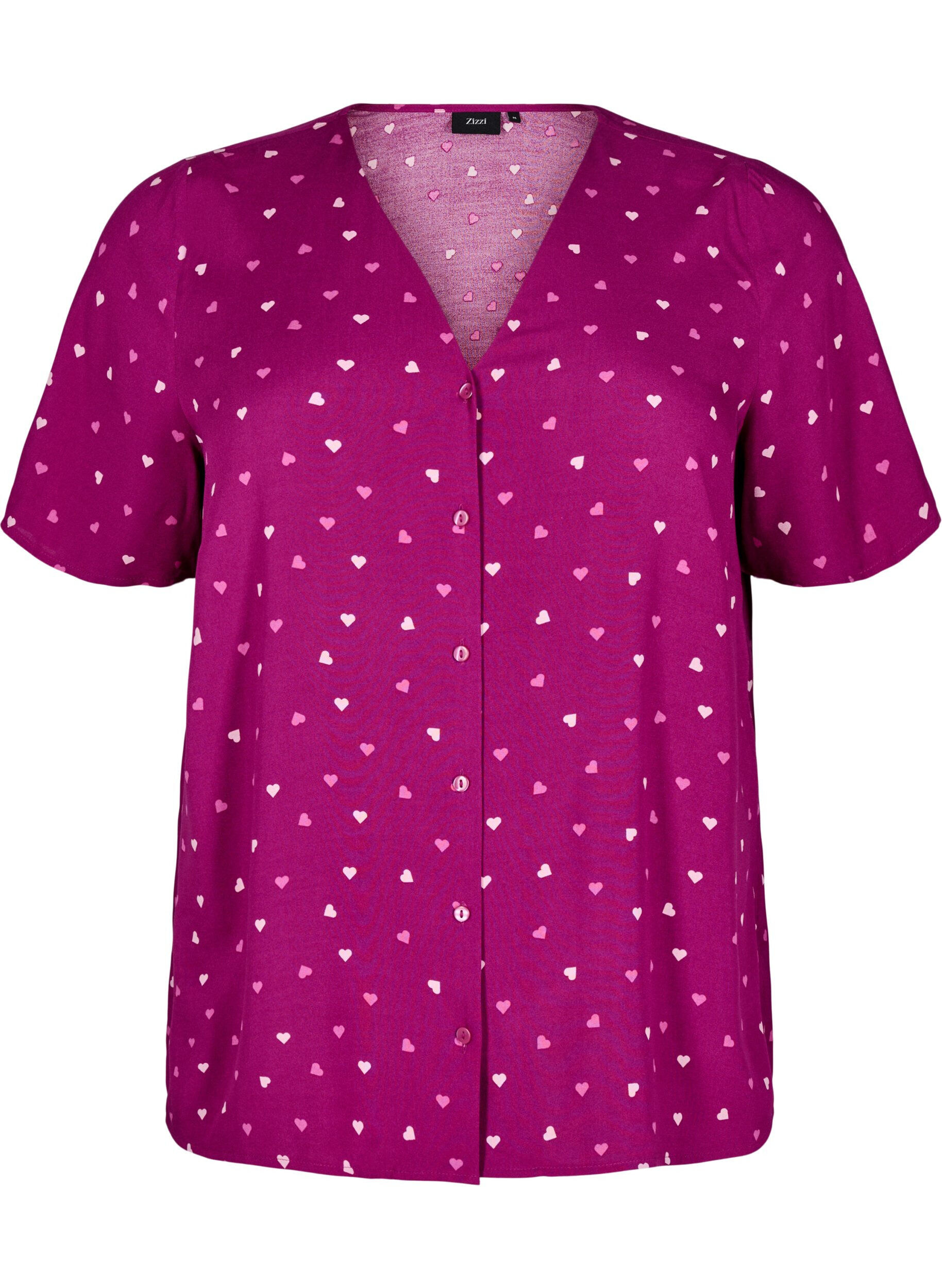 Zizzi Viscose nachtblouse met hartjesprint, Rood, Packshot image number 0