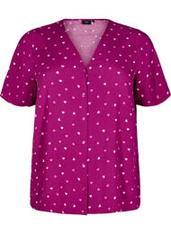 Viscose nachtblouse met hartjesprint, Rood