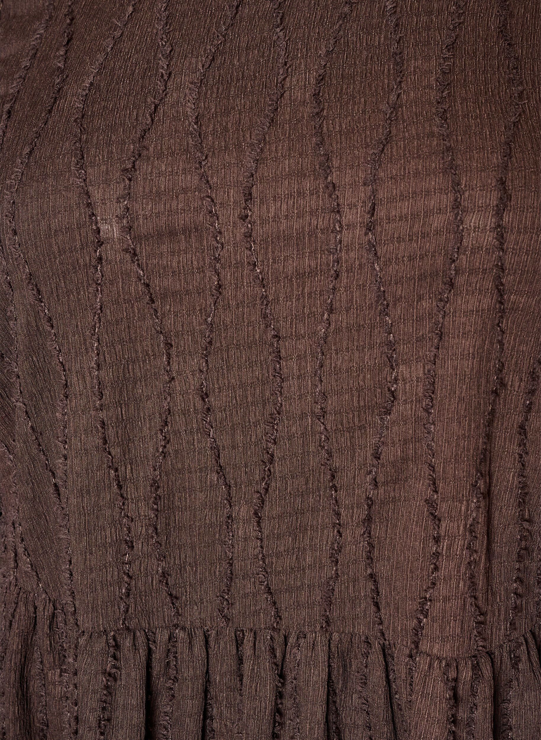 ZizziKorte jerseyjurk met een golvend textuurpatroon, Bruin, Packshot image number 2