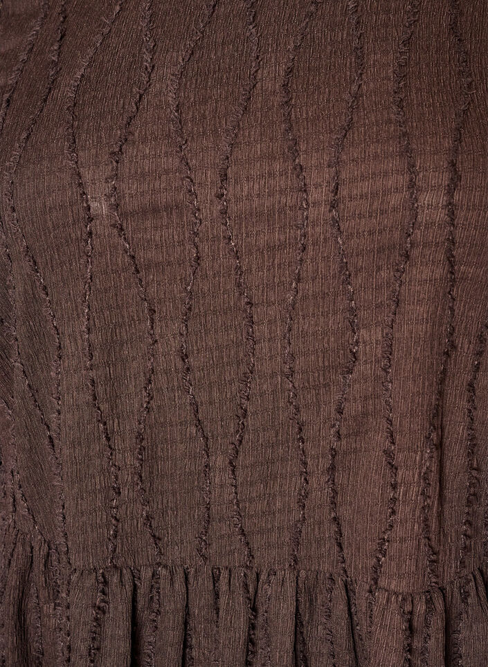 Korte jerseyjurk met een golvend textuurpatroon, Bruin, Packshot image number 2