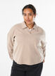 Jersey blouse met kraag en V-hals, Beige, Model image number 0