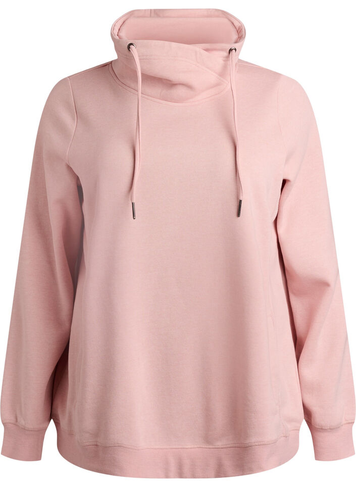 Sweatshirt met hoge kraag en zakken, Rood, Packshot image number 0