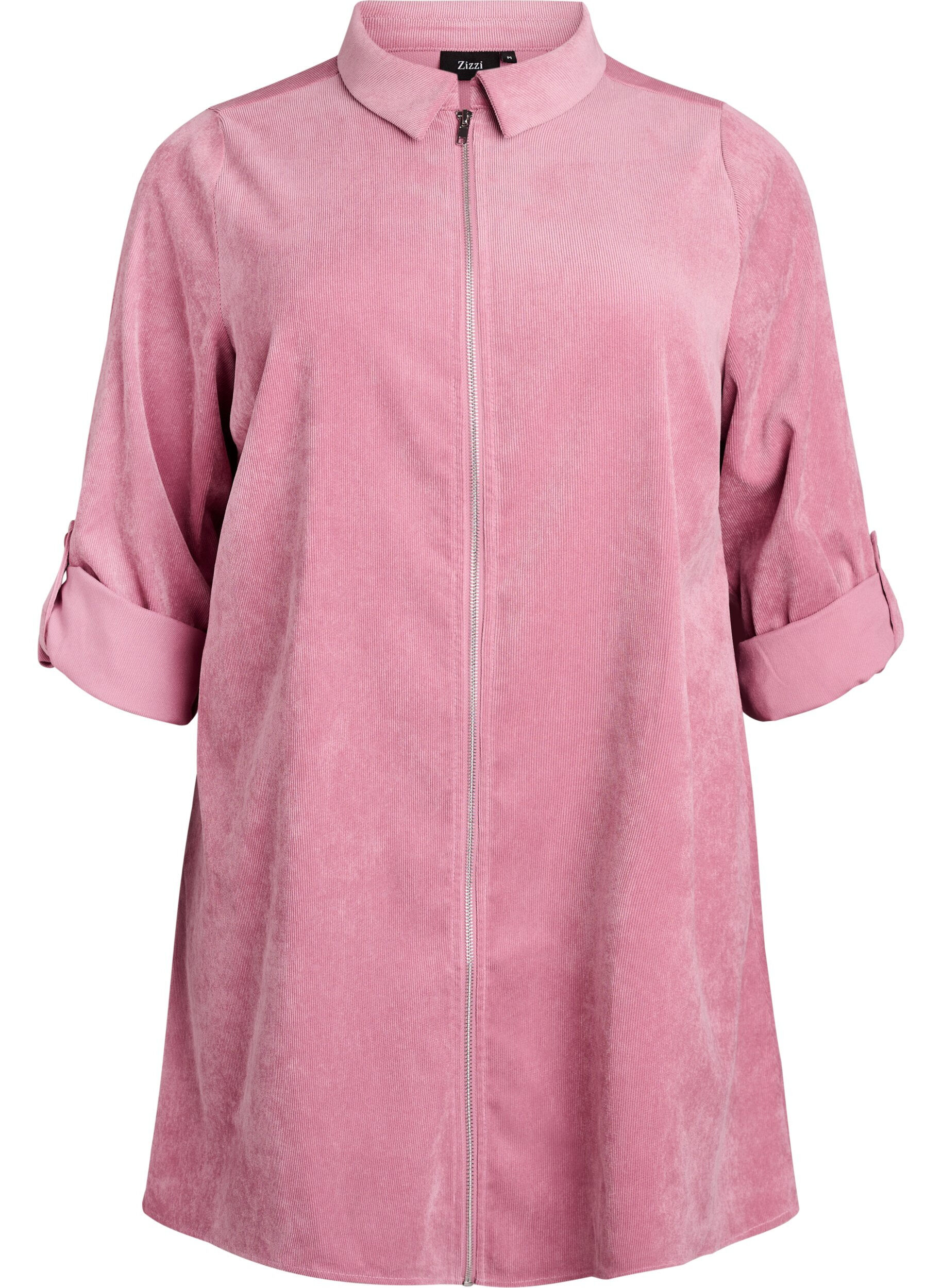 ZizziCorderoy jurk met rits en 3/4-mouwen, Roze, Packshot image number 0