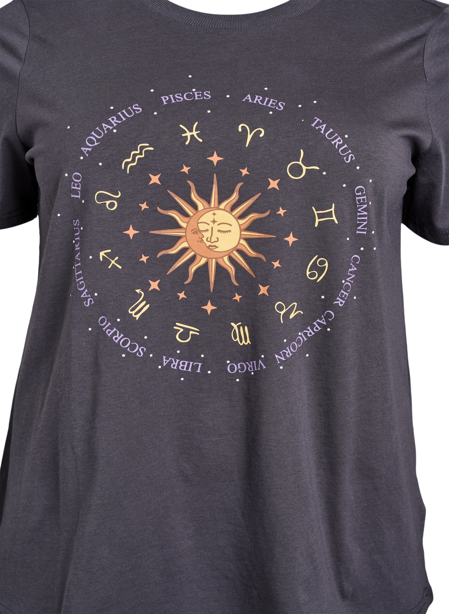 Zizzi Katoenen T-shirt met print op de voorkant, Grijs, Packshot image number 2