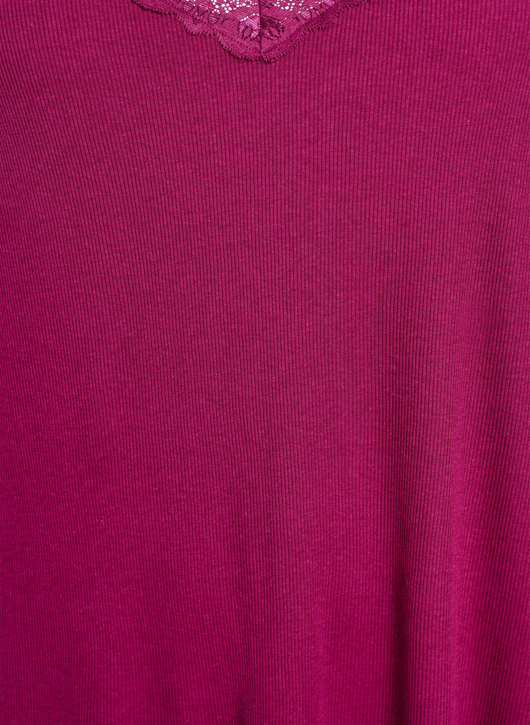 Zizzi Nachtjapon met kanten zoom, Paars, Packshot image number 2