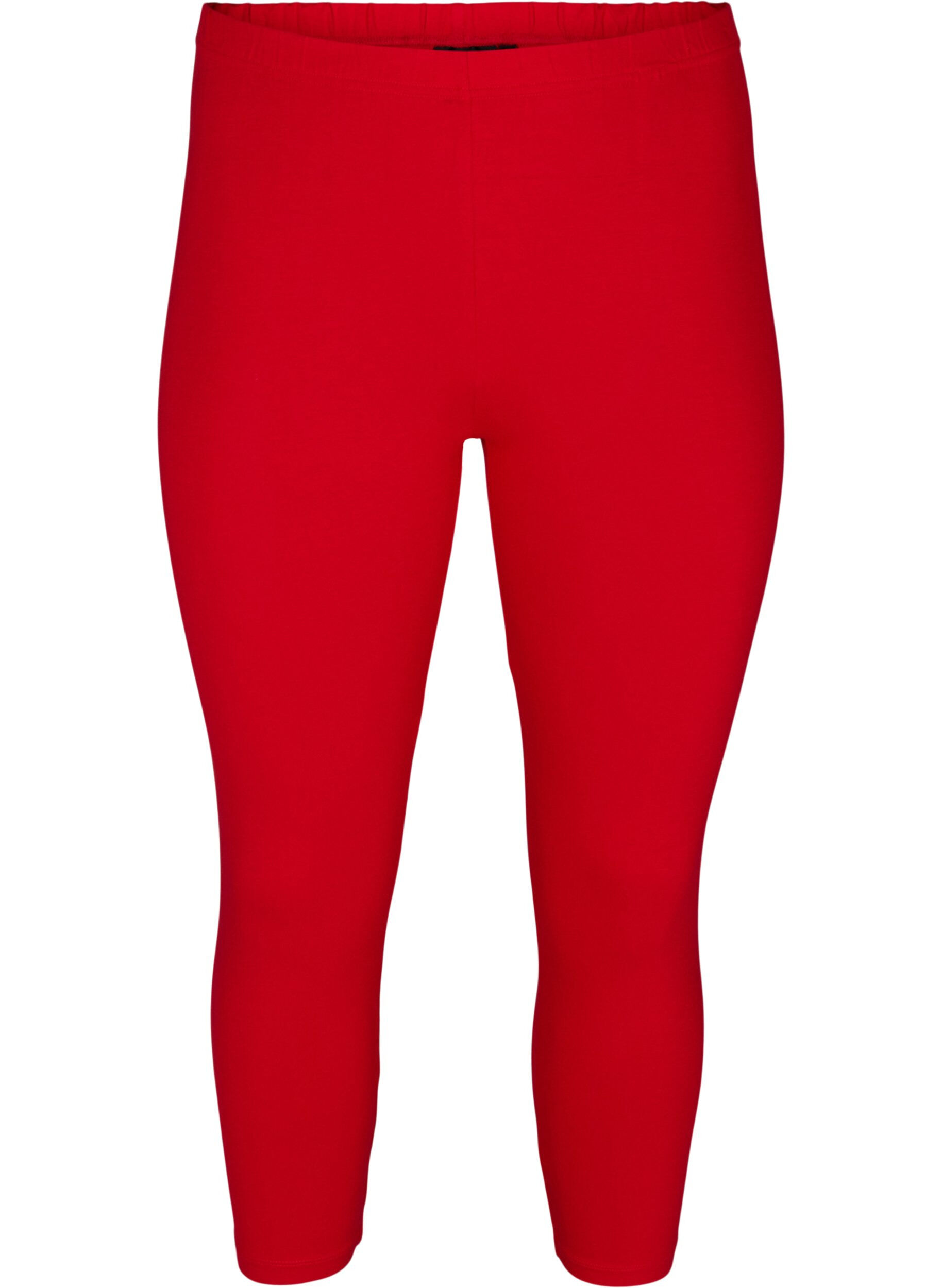 Zizzi Basic 3/4 legging, Tango Red, Packshot image number 0