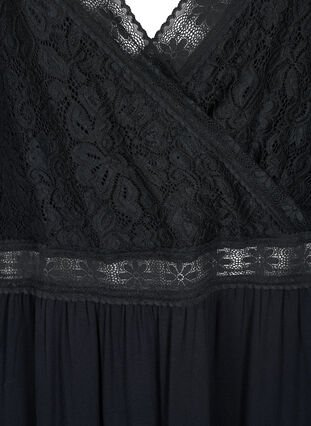 Pyjama jurk in viscose met kant, Black, Packshot image number 2