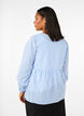 Gestreepte blouse met open voorkant en geborduurde details, Blauw, Model image number 2