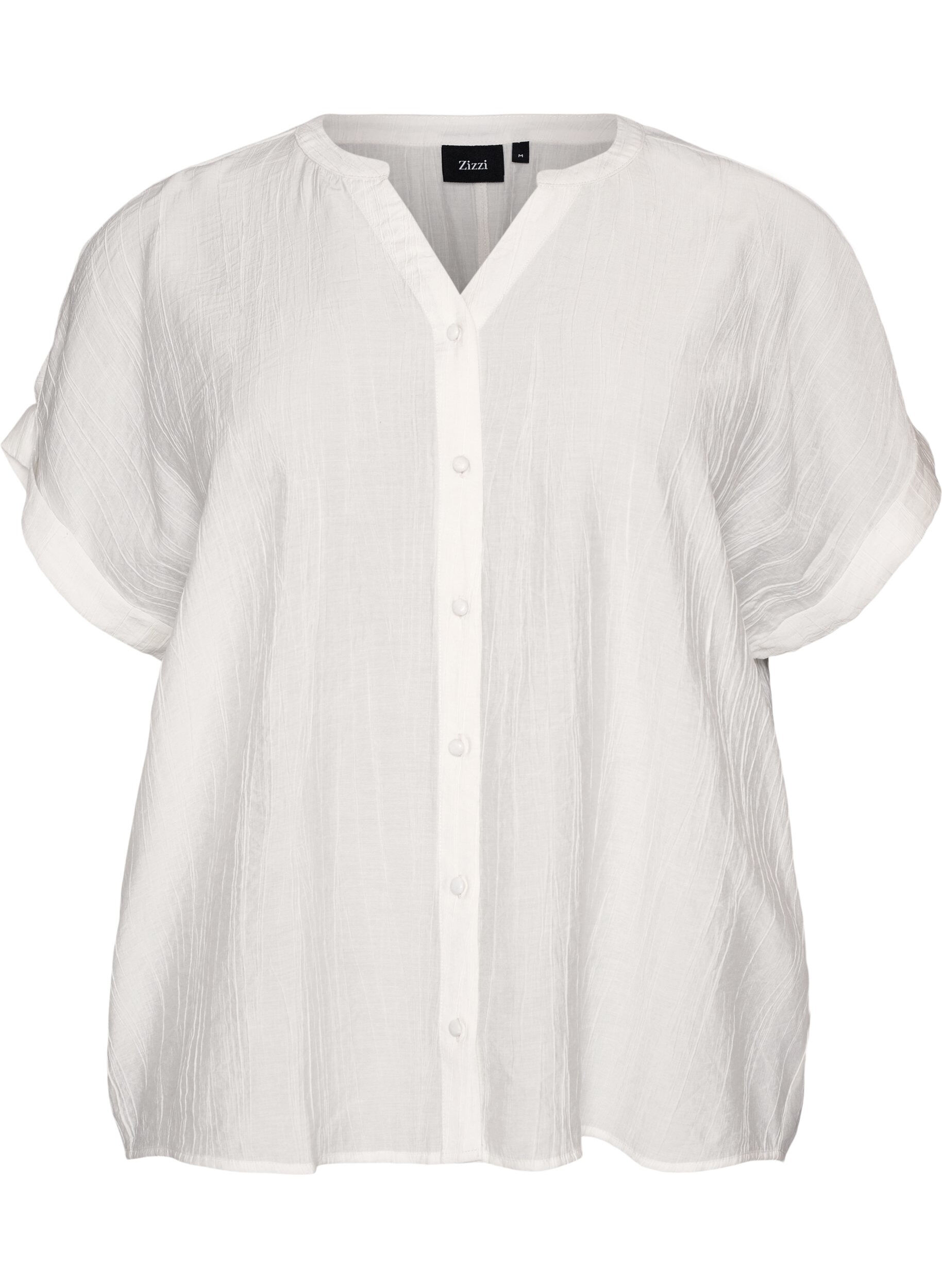 ZizziViscose blouse met knoopjes en textuur, Vanille, Packshot image number 0
