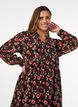 Jurk met all-overprint en een rucheslaag, Zwart, Model image number 2