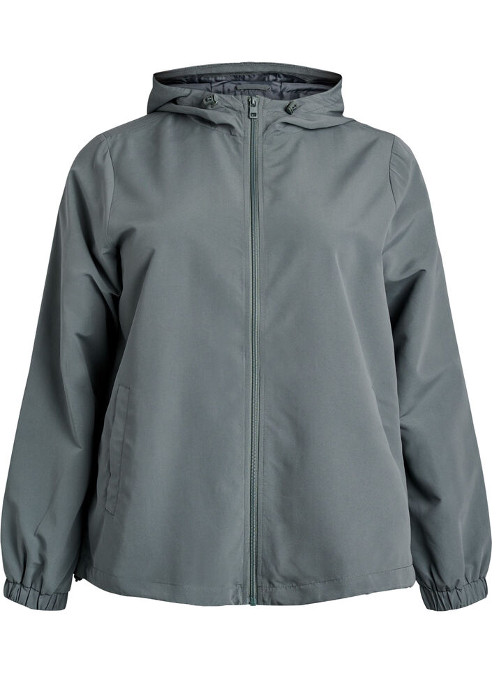 Lichtgewicht jas met een capuchon en ritssluiting, Groen, Packshot image number 0