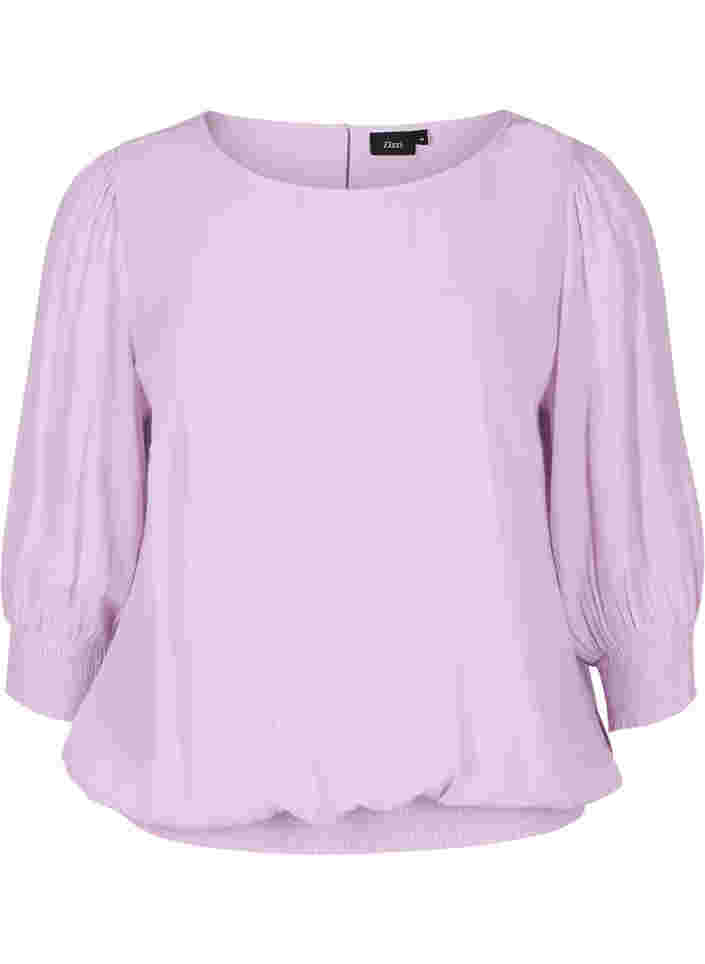 Effen viscose blouse met balloneffect, Orchid Bloom, Packshot image number 0
